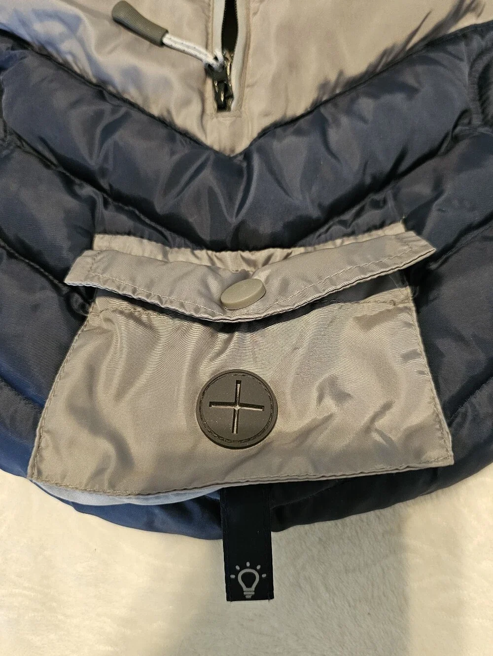 Arcadia Trail Gray Navy Adjustable Insulated Dog Coat - Medium Euc